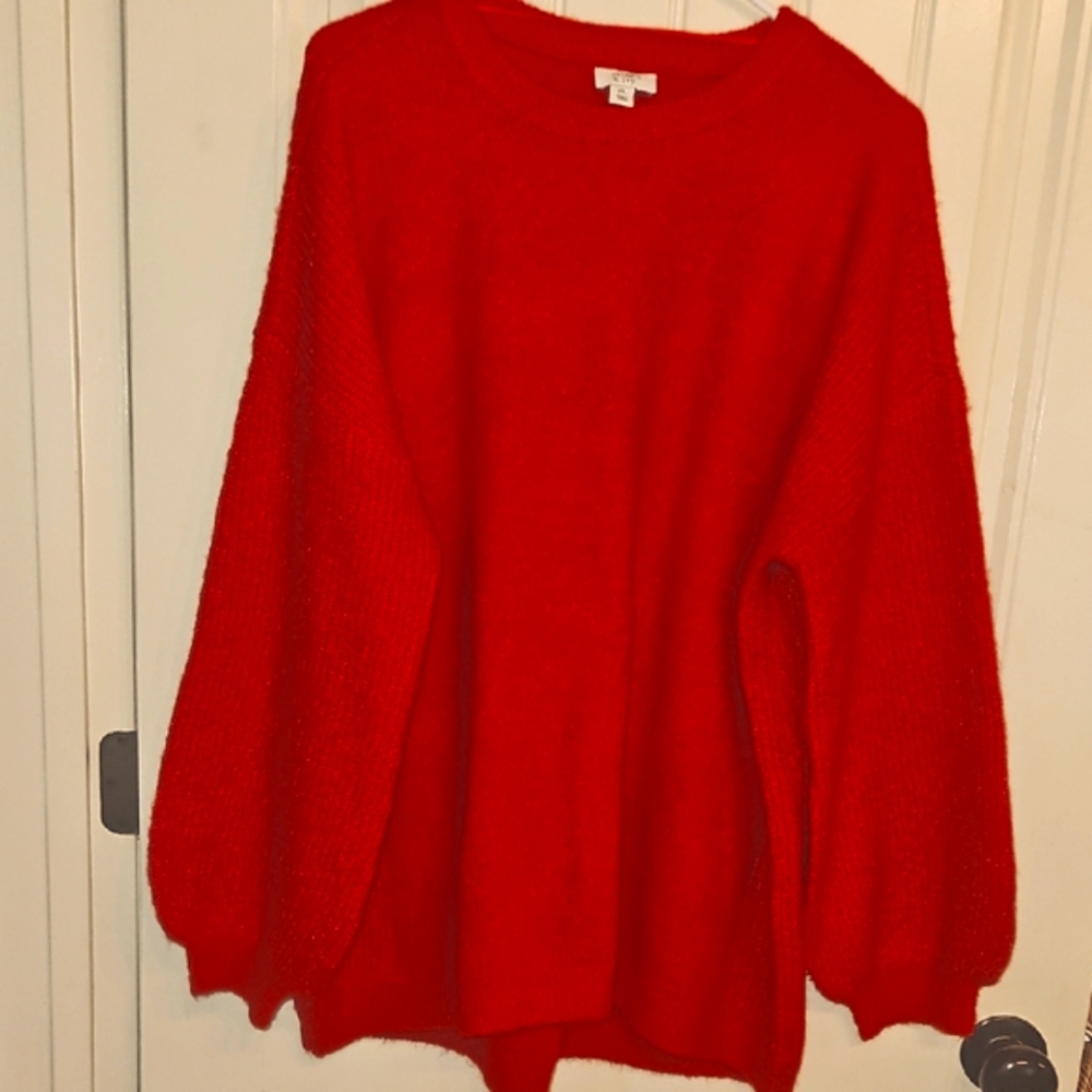 Crown & Ivy Bold Red Crew Neck Sweater